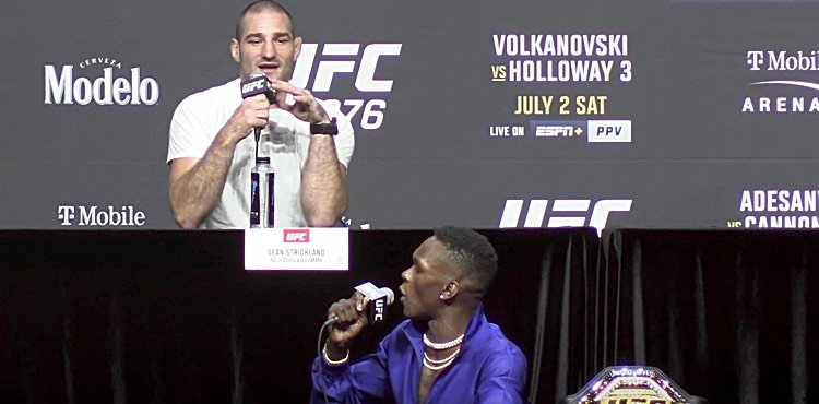 Israel Adesanya and Sean Strickland have heated exchange at UFC 276 Press Conference | Video