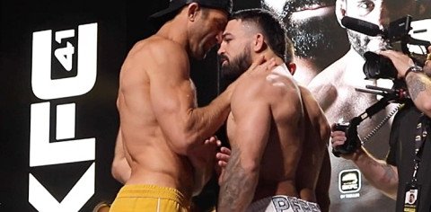 Luke Rockhold shoves Mike Perry at BKFC 41 Weigh-in | VIDEO