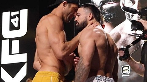 Luke Rockhold shoves Mike Perry at BKFC 41 Weigh-in | VIDEO