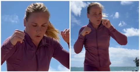 Watch Valentina Shevchenko beach workout | VIDEO