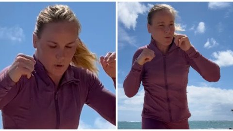 Watch Valentina Shevchenko beach workout | VIDEO