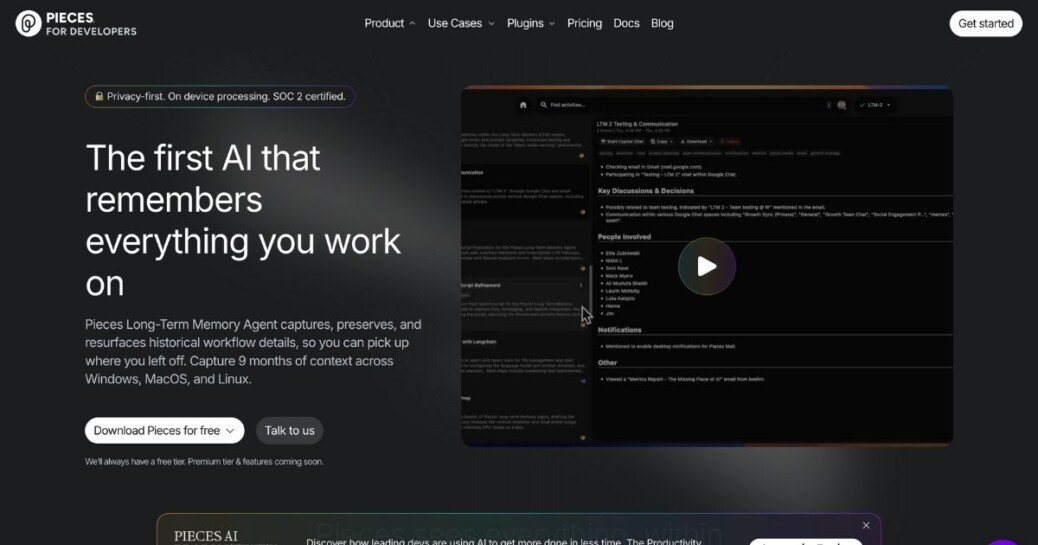 Pieces: AI copilot for productivity